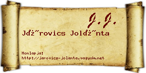 Járovics Jolánta névjegykártya